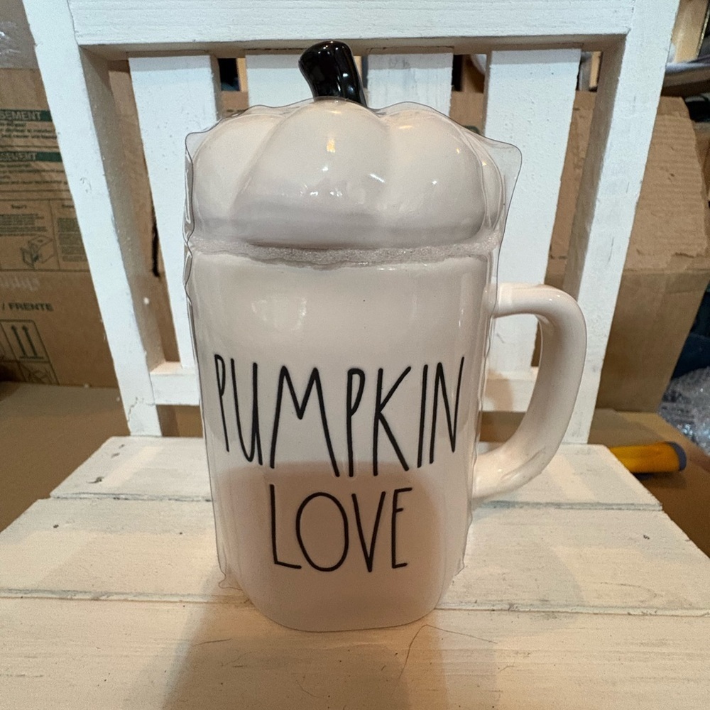 Rae Dunn Pumpkin Love White Ceramic Mug